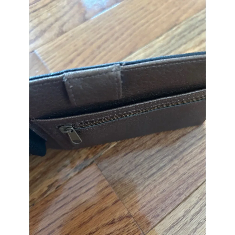 The Limited Black Faux Leather Tri-Fold Travel Wallet Organizer ID Window Black